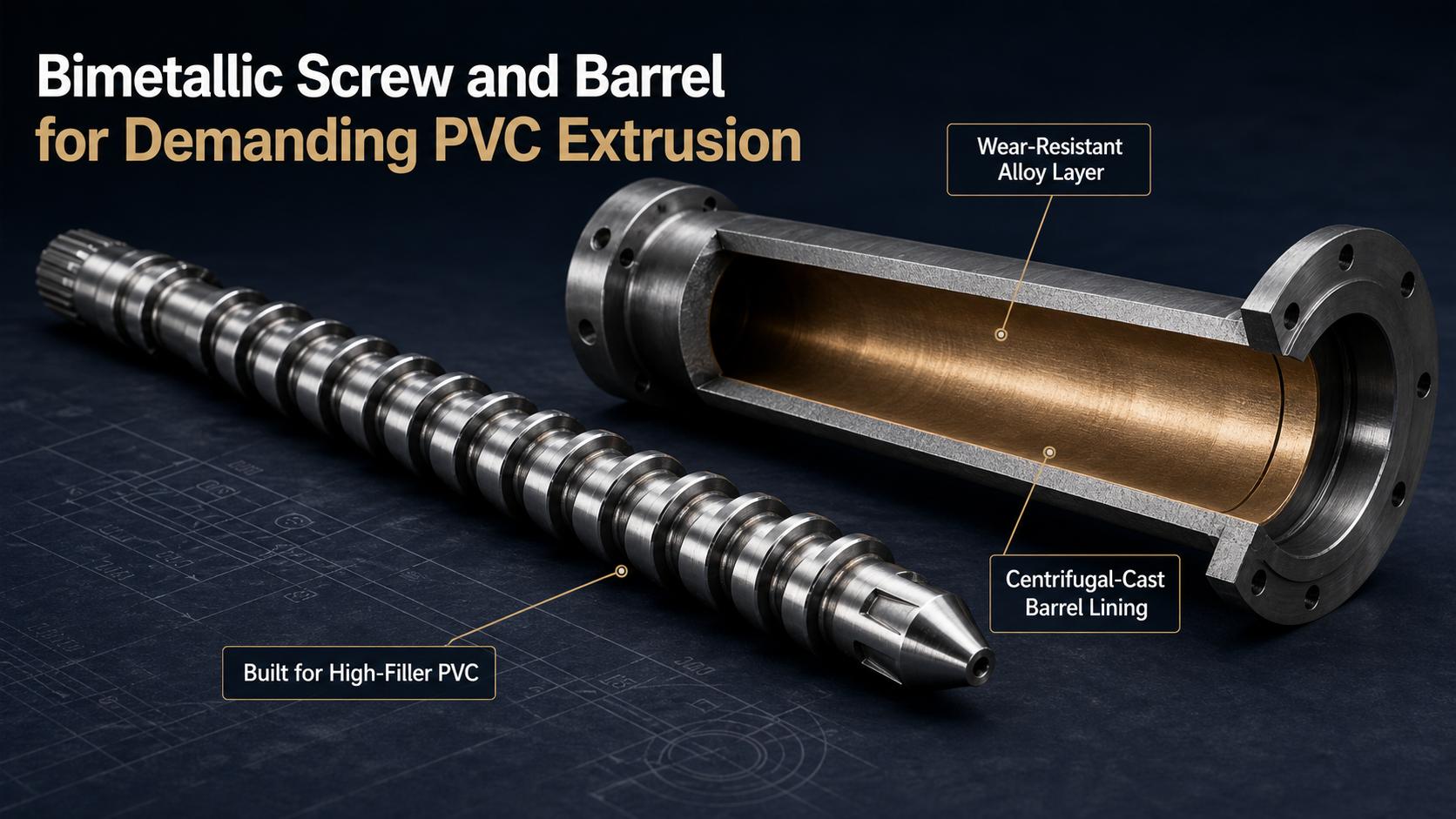 bimetallic screw and barrel for demanding pvc extrusion