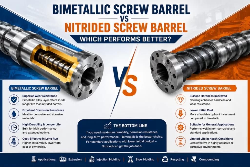 Bimetallic Screw Barrel vs Nitrided Screw Barrel Comparison