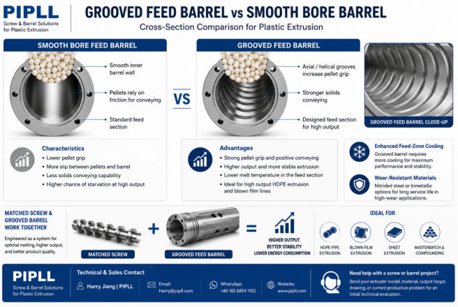 Grooved feed barrel vs smooth bore barrel – feed section comparison