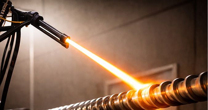 Thermal spraying process for bimetallic extruder screw surface hardening treatment