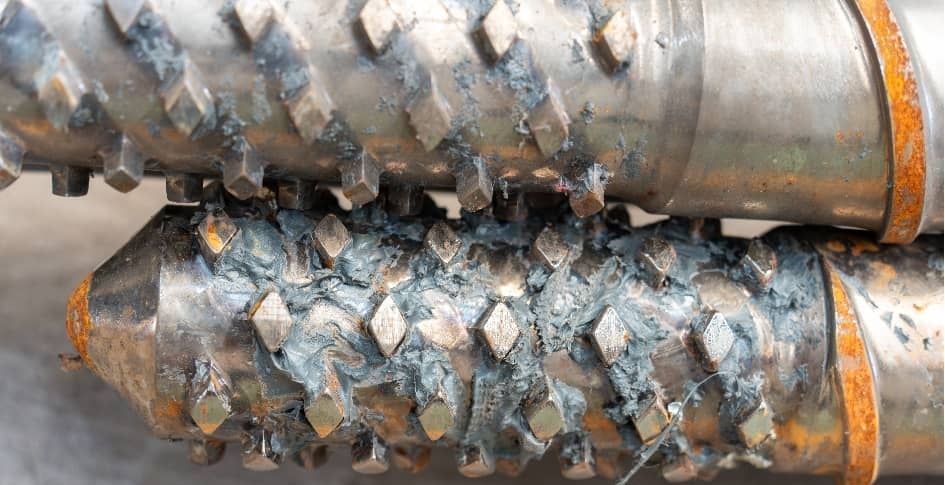 corroded and worn screw flight